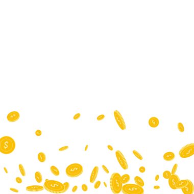 Dağınık düzensiz Usd sikkeler üzerinde beyaz düşen Amerikan Doları para ilginç arka plan