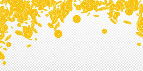 British pound coins falling Scattered floating GBP coins on transparent background Hermosa — Archivo Imágenes Vectoriales