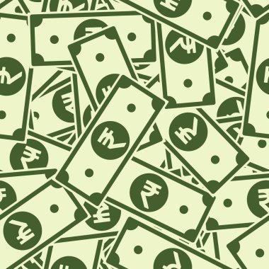 Hint Rupisi notları seamless modeli dağınık INR faturaları Hindistan büyük düz para desen Jackpot