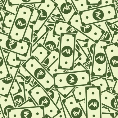 Hint Rupisi notları seamless modeli dağınık INR faturaları Hindistan karikatür düz para desen Jackpot