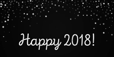 Happy 2018 tebrik kartı rastgele sabit yıldızlar arka plan siyah arka plan üzerinde rastgele sabit yıldız