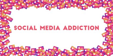 Sosyal medya bağımlılık. Sosyal Medya Icons degrade sayaç ile soyut şekli arka plan. 