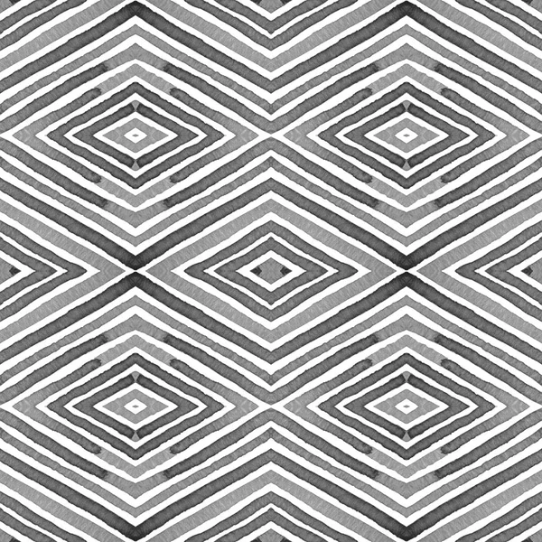 Black and white- Geometric Watercolor. Actual Seamless Pattern. Hand Drawn Stripes. Brush Texture. Sightly Chevron Ornament. — Stock Photo, Image