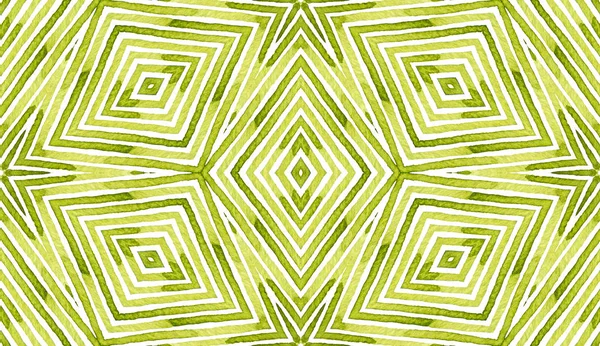 Acuarela geométrica verde. Increíble patrón sin costura. Rayas hechas a mano. Cepillo Textura. Fantástico adorno Chevron . — Foto de Stock