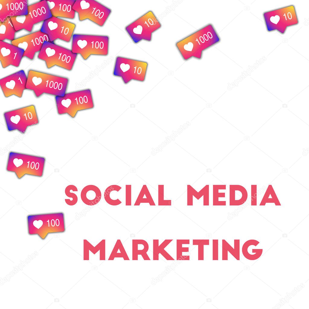 Social media marketing. Social media icons in abstract shape background with gradient counter. 