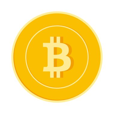 Bitcoin, beyaz arka plan üzerinde izole Internet para birimi para. BTC sarı altın sikke. Cryptocurrency, dijital metal para. 