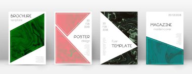 Arka kapak. Hoş tasarım şablonu. Suminagashi mermer üçgen poster. Hoş son moda abstra