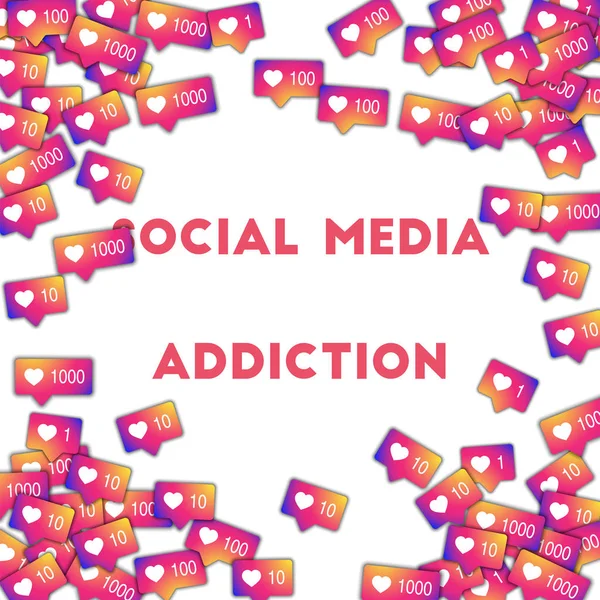 Social media addiction. Social media icons in abstract shape background with gradient counter. Socia