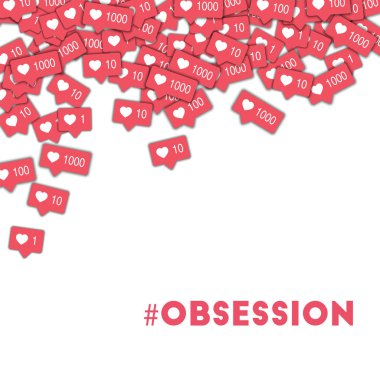 Saplantı. Sosyal Medya Icons pembe sayaç ile soyut şekli arka plan. Obsesyon kavramı 
