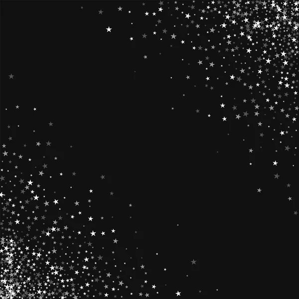 Étonnantes étoiles tombantes Bordure en coin Scatter avec des étoiles tombantes étonnantes sur fond noir — Image vectorielle