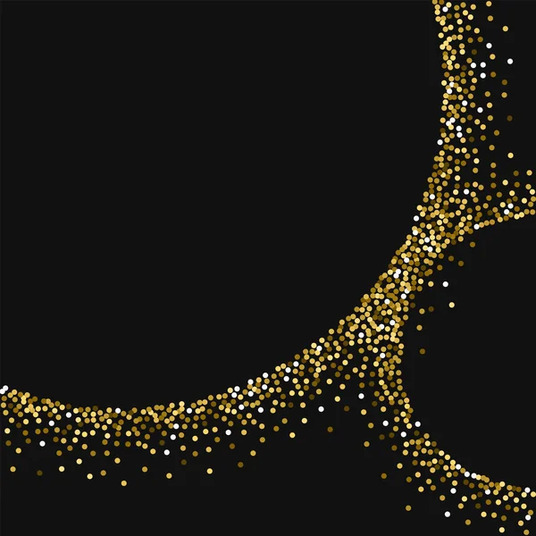 Paillettes d'or rondes Croissants abstraits avec paillettes d'or rondes sur fond noir Magnifique — Image vectorielle