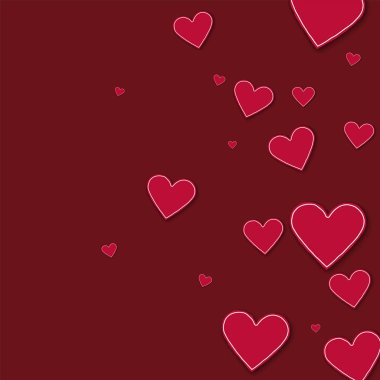 Rastgele kırmızı Kağıt kalpleri doğru degrade şarap kırmızı arka plan vektör çizim üzerinde