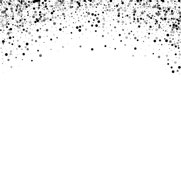 Dichte schwarze Punkte abstrakter oberer Rand mit dichten schwarzen Punkten auf weißem Hintergrund Vektor — Stockvektor