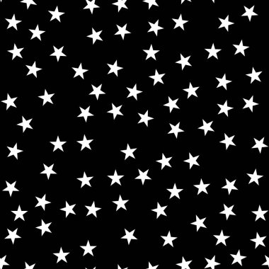White stars seamless pattern on black background Exceptional endless random scattered white stars clipart