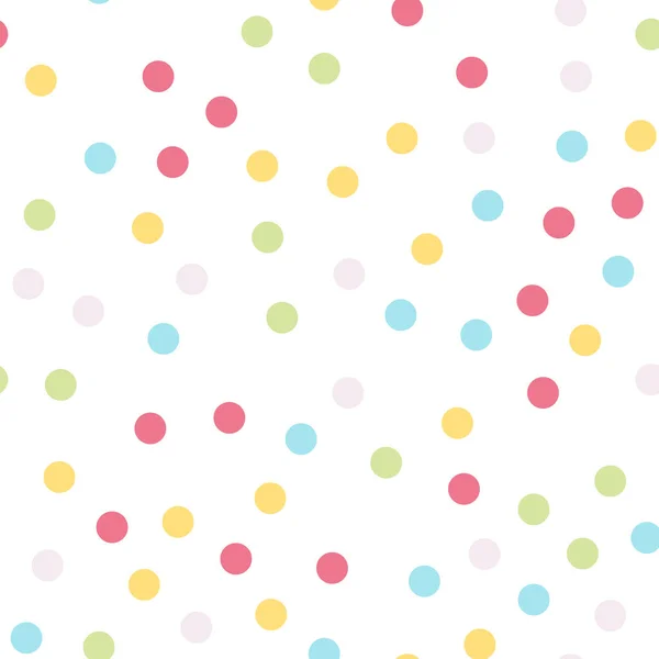 Színes pöttyös varrat nélküli mintát 4 fehér háttér érdekes klasszikus színes pöttyös — Stock Vector