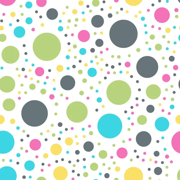Kleurrijke polka dots naadloze patroon op wit 10 achtergrond Amazing klassieke kleurrijke polka dots — Stockvector