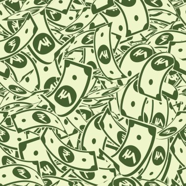 Para desen Hint Rupisi notları seamless modeli dağınık INR faturaları Hindistan çizgi film, uçuş