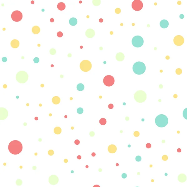 Kleurrijke polka dots naadloze patroon op wit 16 achtergrond Dazzling klassieke kleurrijke polka dots — Stockvector