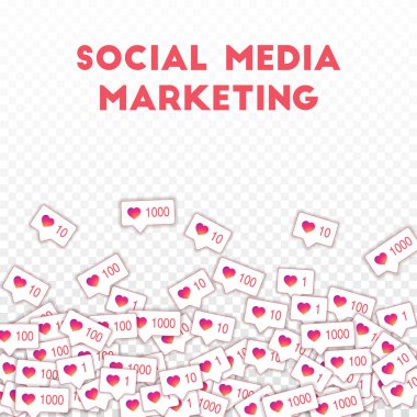 Sosyal medya simgeler. Sosyal medya pazarlama kavramı. Sayaç gibi degrade düşüyor. Alt gr dağılım