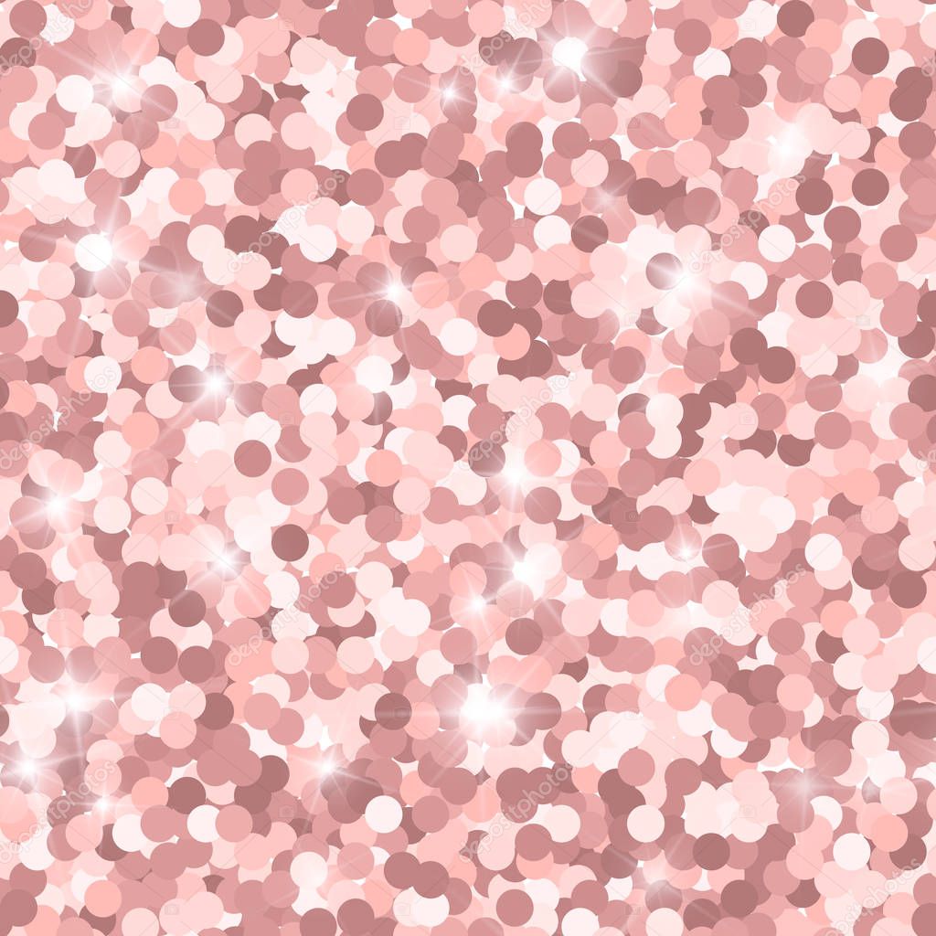 Glitter seamless texture. Actual pink particles. Endless pattern made of sparkling circles. Elegant 