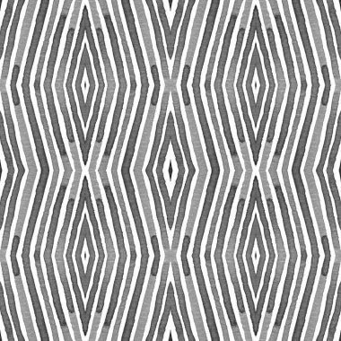 Siyah ve beyaz geometrik suluboya. Yaratıcı Seamless modeli. El çizgili çekilmiş. Fırça dokusu. 