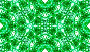 Yeşil seamless modeli. Eğlenceli hassas sabun köpüğü. Dantel el Tekstil süsleme çekilmiş. Kaleydeskop