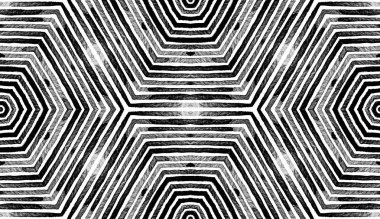 Koyu siyah ve beyaz geometrik suluboya. İyi Seamless modeli. El çizgili çekilmiş. Fırça Textur