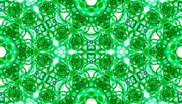 Wzór zielony. Czuły delikatny baniek mydlanych. Koronki ręcznie rysowane włókienniczych ornament. Kaleidoscop — Zdjęcie stockowe