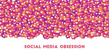 Sosyal medya saplantı. Sosyal Medya Icons degrade sayaç ile soyut şekli arka plan.