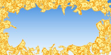 Korece düşen notlar kazandı. Mavi gökyüzü arka plan üzerinde dağınık kazandı faturaları. Kore para. Keyifli vektör hastası