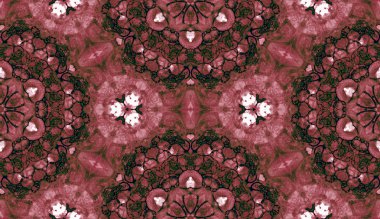 Kırmızı seamless modeli. Şaşırtıcı hassas sabun köpüğü. Dantel el Tekstil süsleme çekilmiş. Kaleidosc