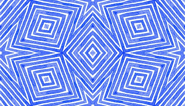 Синий геометрический акварель. Любопытный бесшовный узор. Ручные полоски. Кисть текстура. Неравный Ч. — стоковое фото