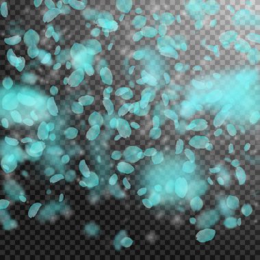 Turkuaz çiçek yaprakları aşağı düşen. Modern Romantik çiçek degrade. Petal şeffaf üzerinde uçan 