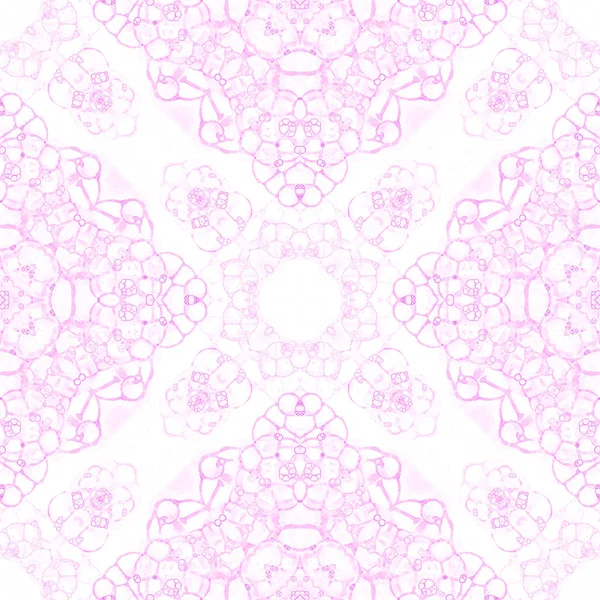 Patrón rosa sin costuras. Increíbles burbujas de jabón delicadas. Encaje dibujado a mano adorno textil. Caleidoscopio —  Fotos de Stock
