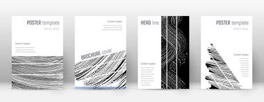 Kapak sayfası tasarım şablonu. Geometrik broşür düzeni. Tuhaf trendy soyut kapak sayfası. Siyah ve