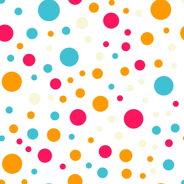 Kleurrijke polka dots naadloze patroon op witte 18 achtergrond uitstekende klassieke kleurrijke polka dots — Stockvector