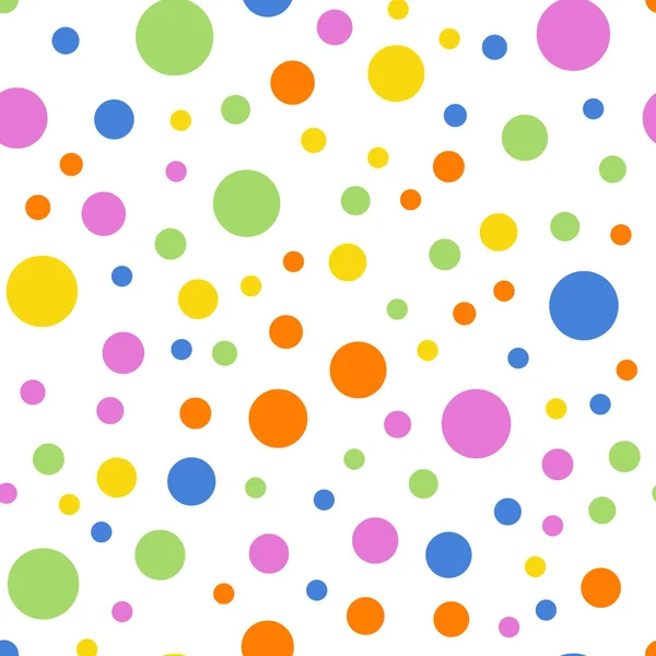 Colorful polka dots seamless pattern on white 2 background Pleasing classic colorful polka dots — Stock Vector