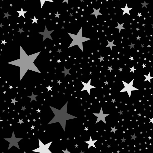 Estrelas brancas padrão sem costura no fundo preto Surpreendentes infinitas aleatórias estrelas brancas dispersas — Vetor de Stock