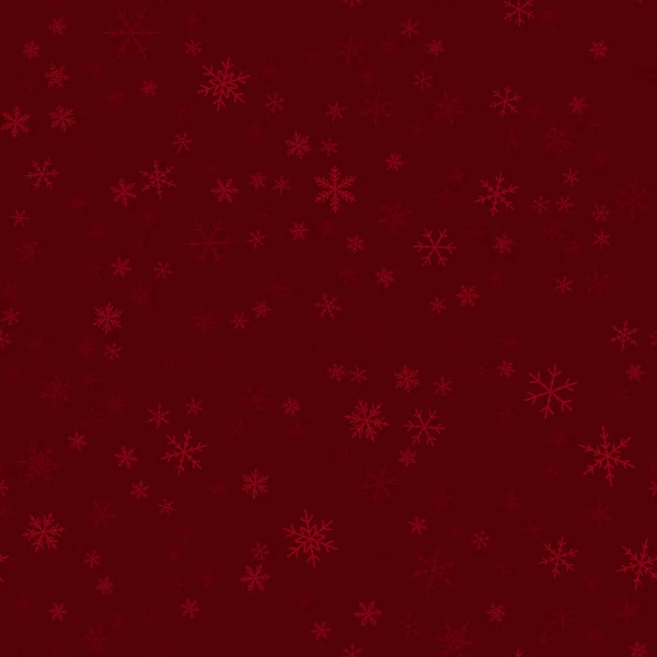 Transparent snowflakes seamless pattern on wine red Christmas background Chaotic scattered — Stock Vector