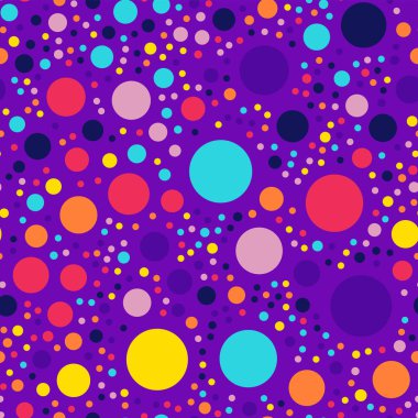Memphis stili puantiyeli seamless modeli mor arka plan şaşılacak modern memphis polka noktaları üzerinde