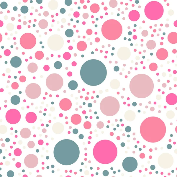 Färgglada prickar sömlösa mönster på vit 8 bakgrund unika klassiska färgglada prickar — Stock vektor