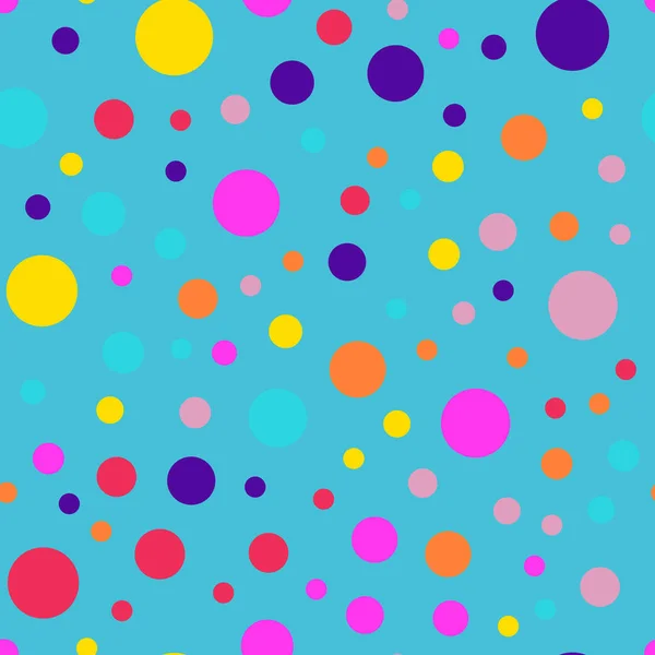 Memphis stijl polka dots naadloze patroon op blauwe achtergrond grote moderne memphis polka dots — Stockvector