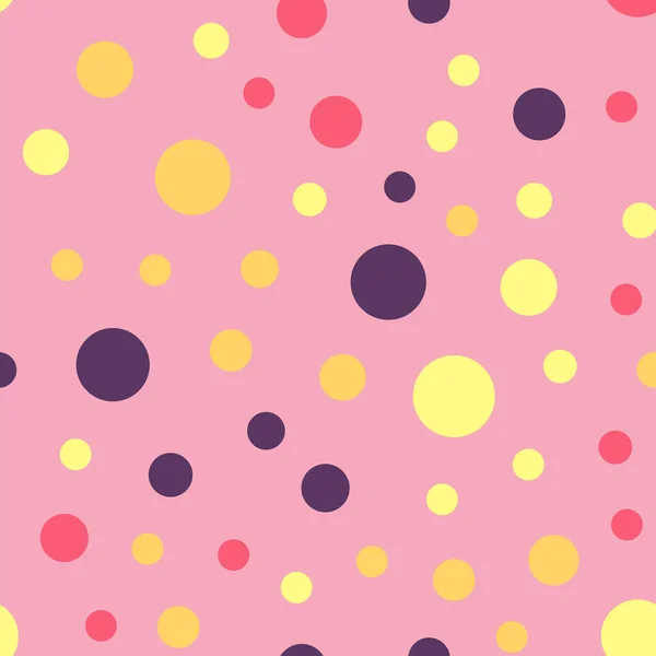 Kleurrijke polka dots naadloze patroon op helder 25 achtergrond nette klassieke kleurrijke polka dots — Stockvector