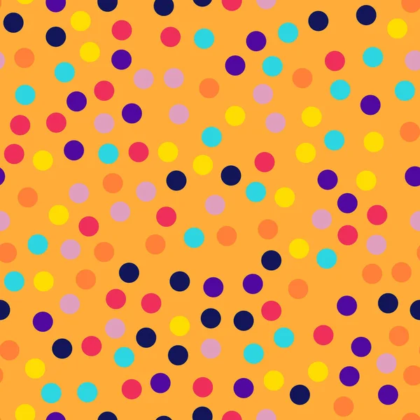 Pois de style Memphis motif sans couture sur fond orange Merveilleux pois memphis modernes — Image vectorielle