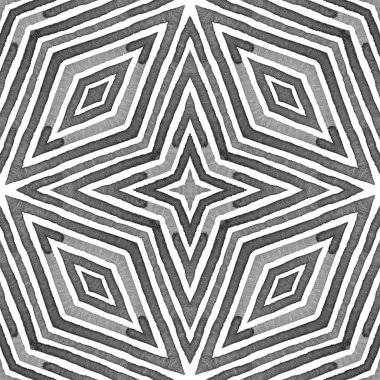 Siyah ve beyaz geometrik suluboya. Yaratıcı Seamless modeli. El çizgili çekilmiş. Fırça dokusu. 