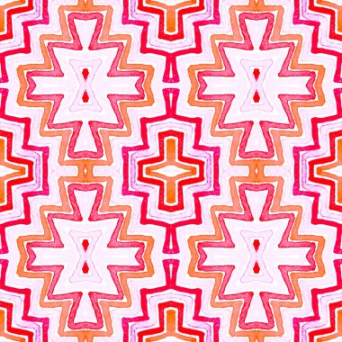 Pembe kırmızı geometrik suluboya. Hassas Seamless modeli. El çizgili çekilmiş. Fırça dokusu. Ravishi