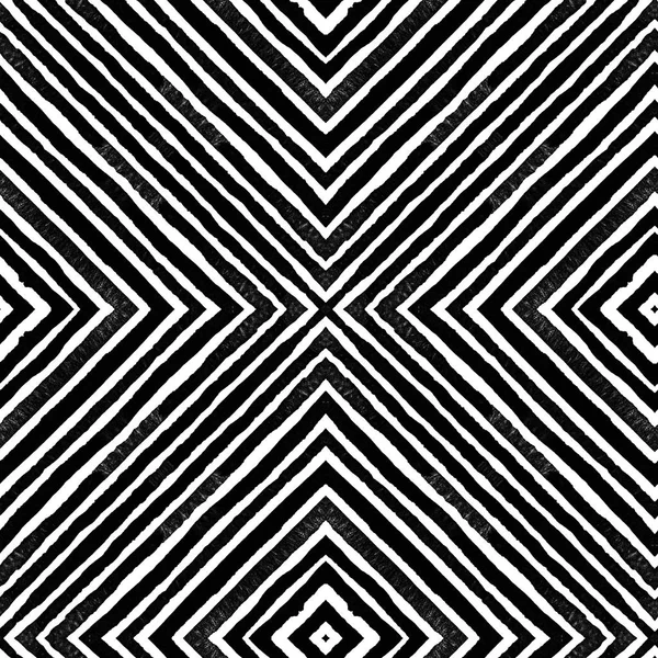 Dark black and white Geometric Watercolor. Dazzling Seamless Pattern. Hand Drawn Stripes. Brush Text — Stock Photo, Image