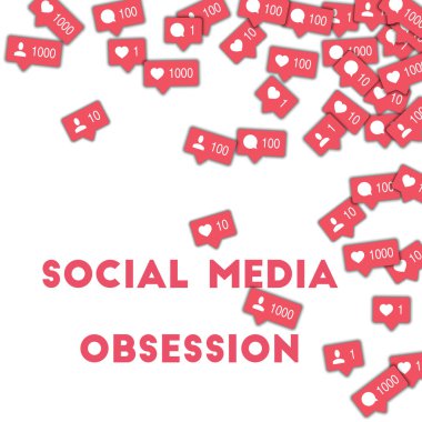 Sosyal medya takıntısı. Karşı, yorum ve fr ile soyut şekil arkaplan sosyal medya simgeleri