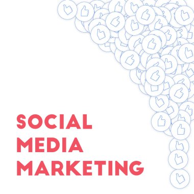 Sosyal medya simgeler. Sosyal medya pazarlama kavramı. Dağınık başparmak kadar düşüyor. Sağ üst el