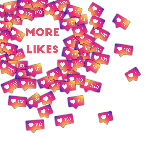 Meer houdt van. Social media iconen in abstracte vorm achtergrond met gradiënt teller. — Stockfoto